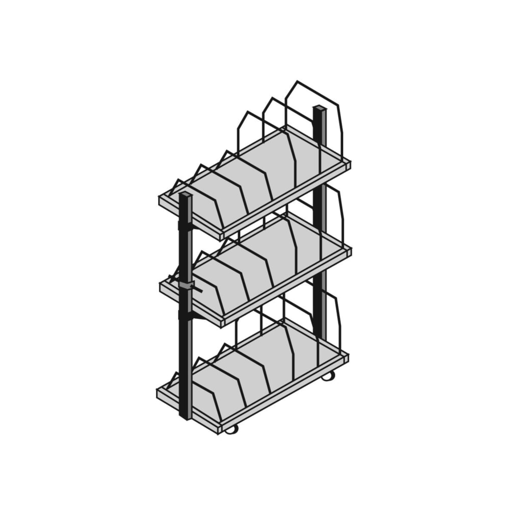 Číslo obrázku produktu 2: Zásobník na lepenkové obaly Rocholz s madlem, 3 patra, VxŠxH 1860 x 1600 x 600 mm