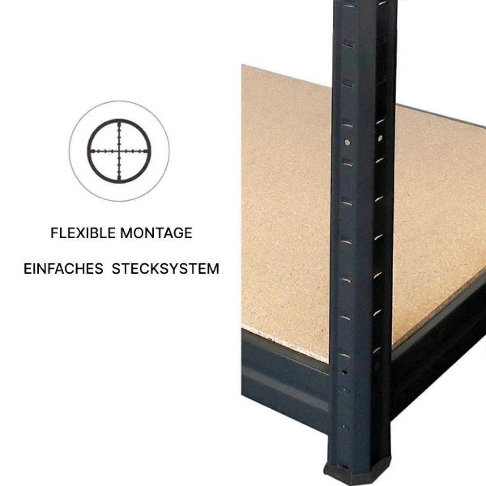 Číslo obrázku produktu 4: Zátěžový regál HEMMDAL typ XS, černá – 180 x 75 x 35 cm – až 750 kg