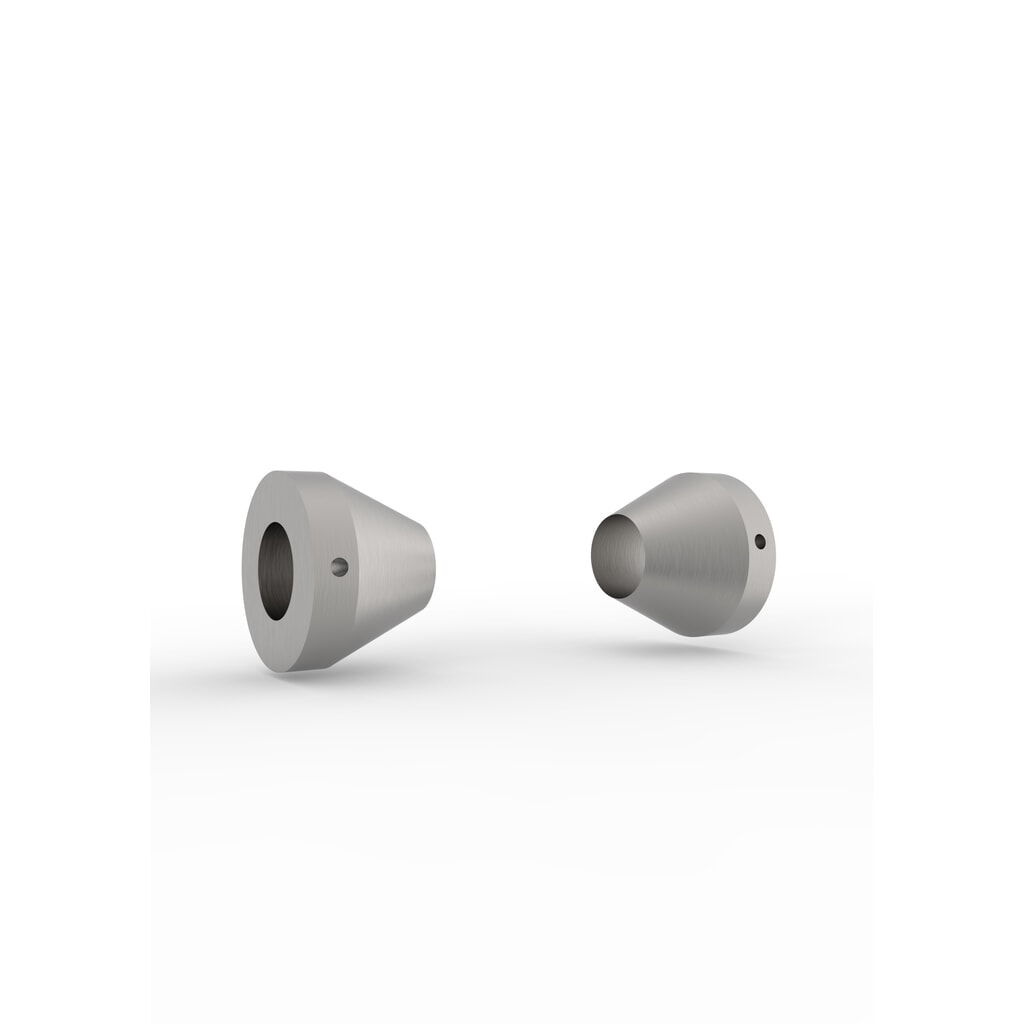 Produktabbildung: Zentrierstücke für META MULTIPAL Kabeltrommelregal-Achsen, Durchmesser 42,4 mm, Aluminium, Paar mit 2 Stück Sechskantschrauben M8 x 30