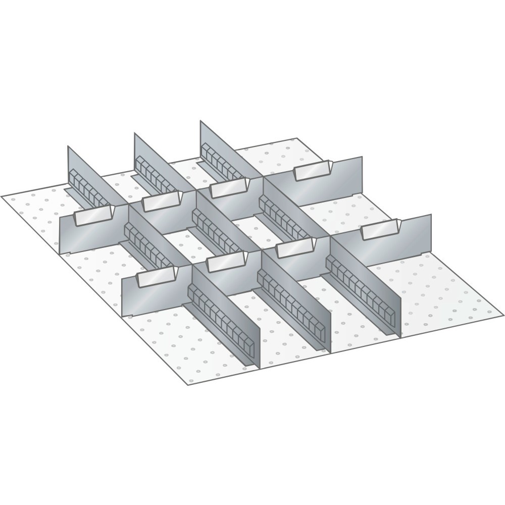 Zdjęcie produktu: Zestaw ścianek szczelinowych i płyt rozdzielających LISTA 27x36E, (szer. x gł.) 459 x 612 mm, 3 ścianki szczelinowe, 8 płyt rozdzielających, do wysokości przodu 50 mm