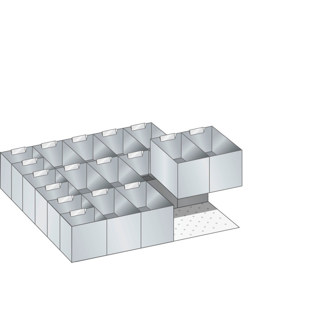 Zdjęcie produktu: Zestaw skrzynek do pojemników LISTA (szer. x gł.) 500 x 600 mm, 18 cz., do wysokości przodu 75 mm