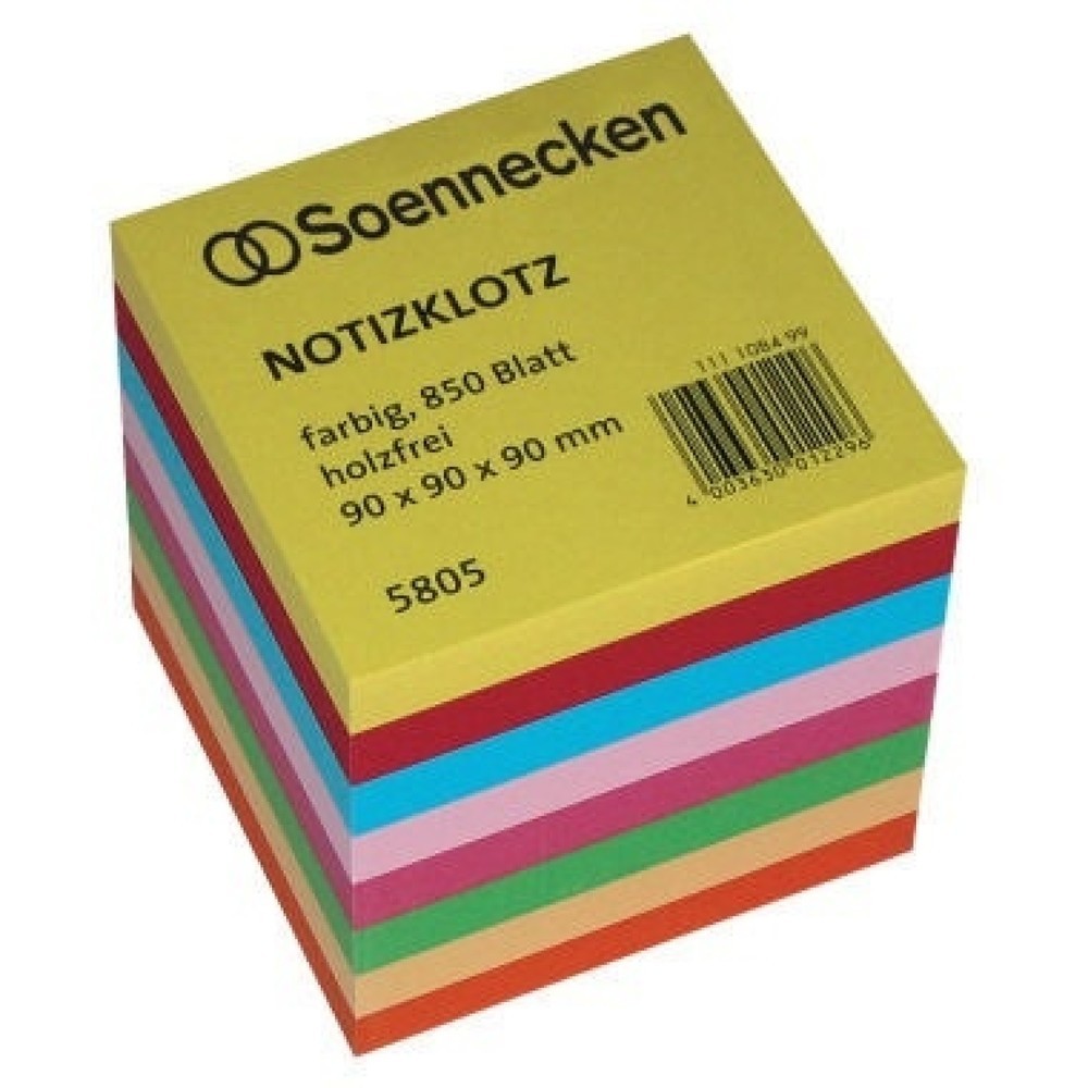 Produktabbildung: Soennecken Notizklotz 5805 9x9x9cm 850Blatt farbig sortiert