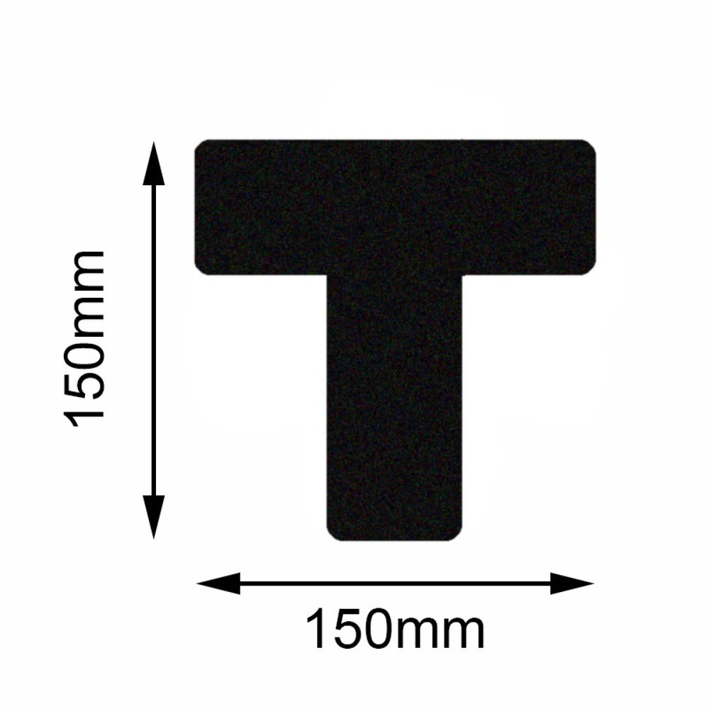Obrázek produktu: Označení podlahy Mehlhose Safety tvarovka T, černá, 150 x 150 mm, 10 ks/balení