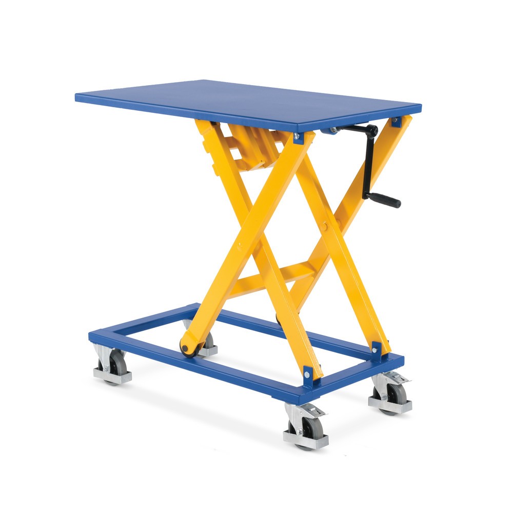 Obrázek produktu: Zvedací stůl s nůžkovým mechanismem s klikou, nosnost 300 kg, plošina cca 950 x 600 mm