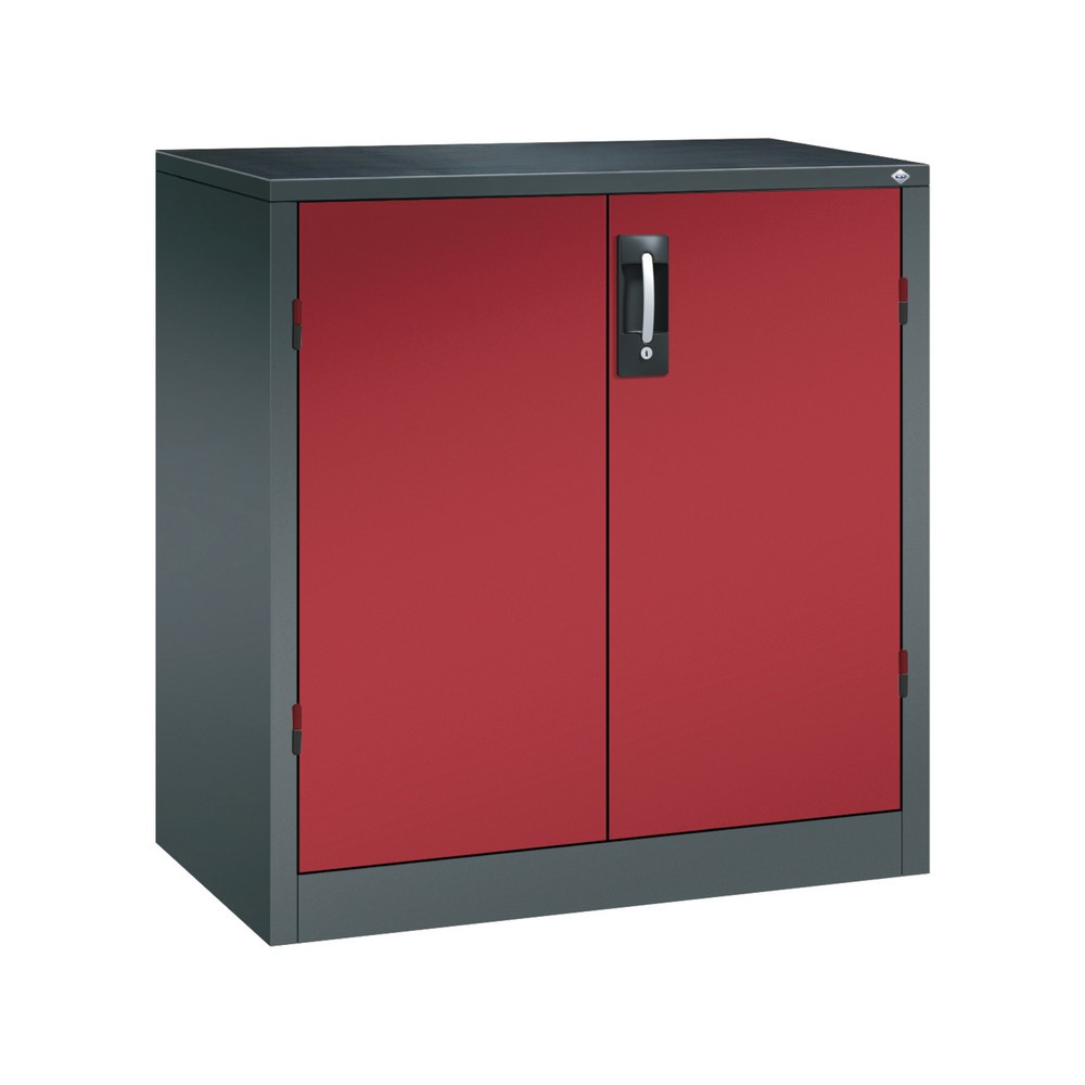 Product afbeelding: Zwaarlastkast met opensl. deuren, cap. 700 kg, 100x93x50cm, antracietgrijs, robijnrood