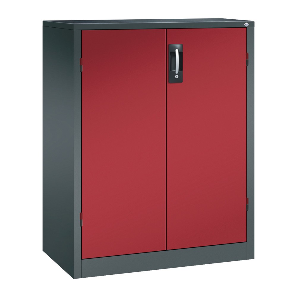 Product afbeelding: Zwaarlastkast met opensl. deuren, cap. 700 kg, 120x93x50cm, antracietgrijs, robijnrood