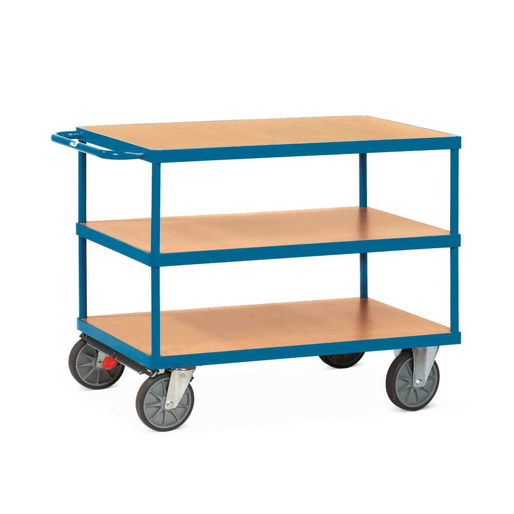 Product afbeelding: Zware tafel- en montagewagen fetra®, 3 etages van 600 x 1.000 mm, met centrale rem