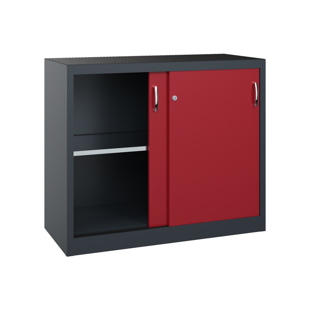 Productafbeelding nr. 2: Zwarelast-schuifdeurenkast C+P, hxbxd 1.000 x 1.200 x 500 mm, antracietgrijs, robijnrood