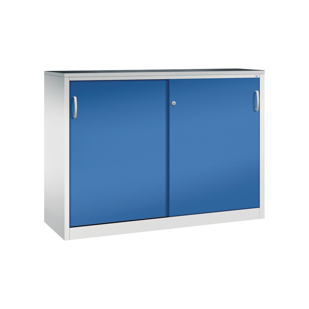 Product afbeelding: Zwarelast-schuifdeurenkast C+P, hxbxd 1.200 x 1.600 x 500 mm, lichtgrijs, gentiaanblauw