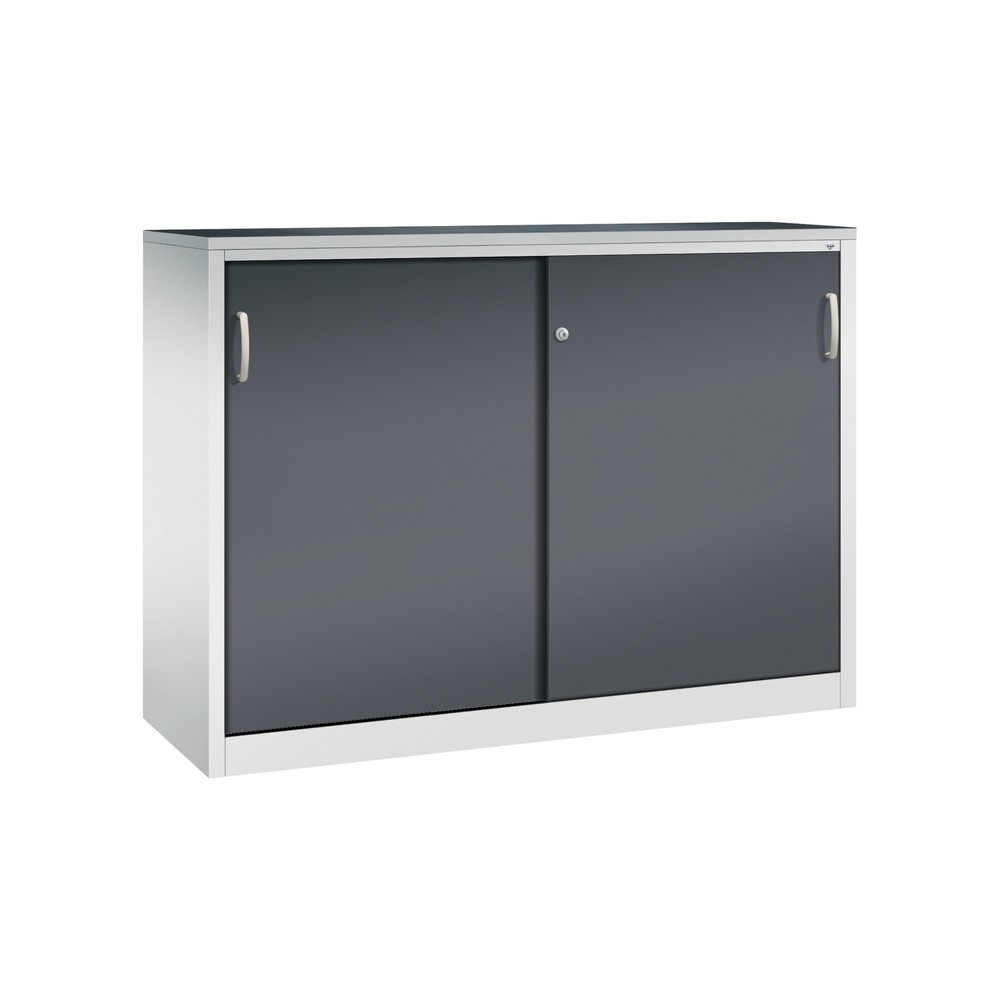 Product afbeelding: Zwarelast-schuifdeurenkast C+P, hxbxd 1.200 x 1.600 x 500 mm, lichtgrijs, zwartgrijs