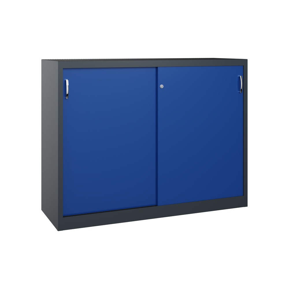Product afbeelding: Zwarelast-schuifdeurenkast C+P, hxbxd 1.200 x 1.600 x 500 mm, antracietgrijs, gentiaanblauw
