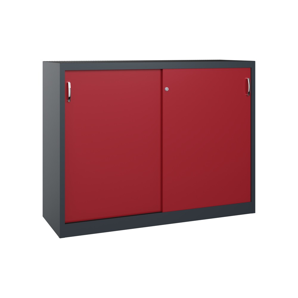 Product afbeelding: Zwarelast-schuifdeurenkast C+P, hxbxd 1.200 x 1.600 x 500 mm, antracietgrijs, robijnrood