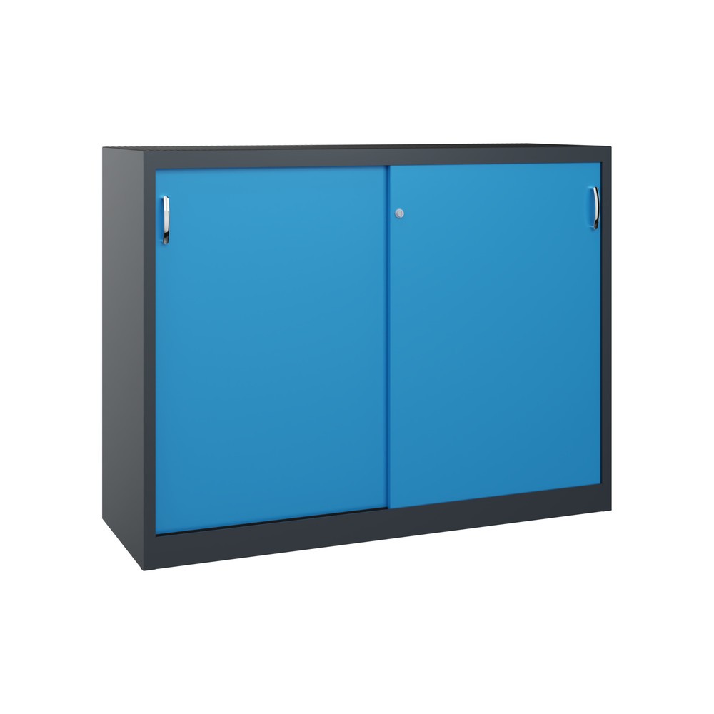 Product afbeelding: Zwarelast-schuifdeurenkast C+P, hxbxd 1.200 x 1.600 x 500 mm, antracietgrijs, lichtblauw