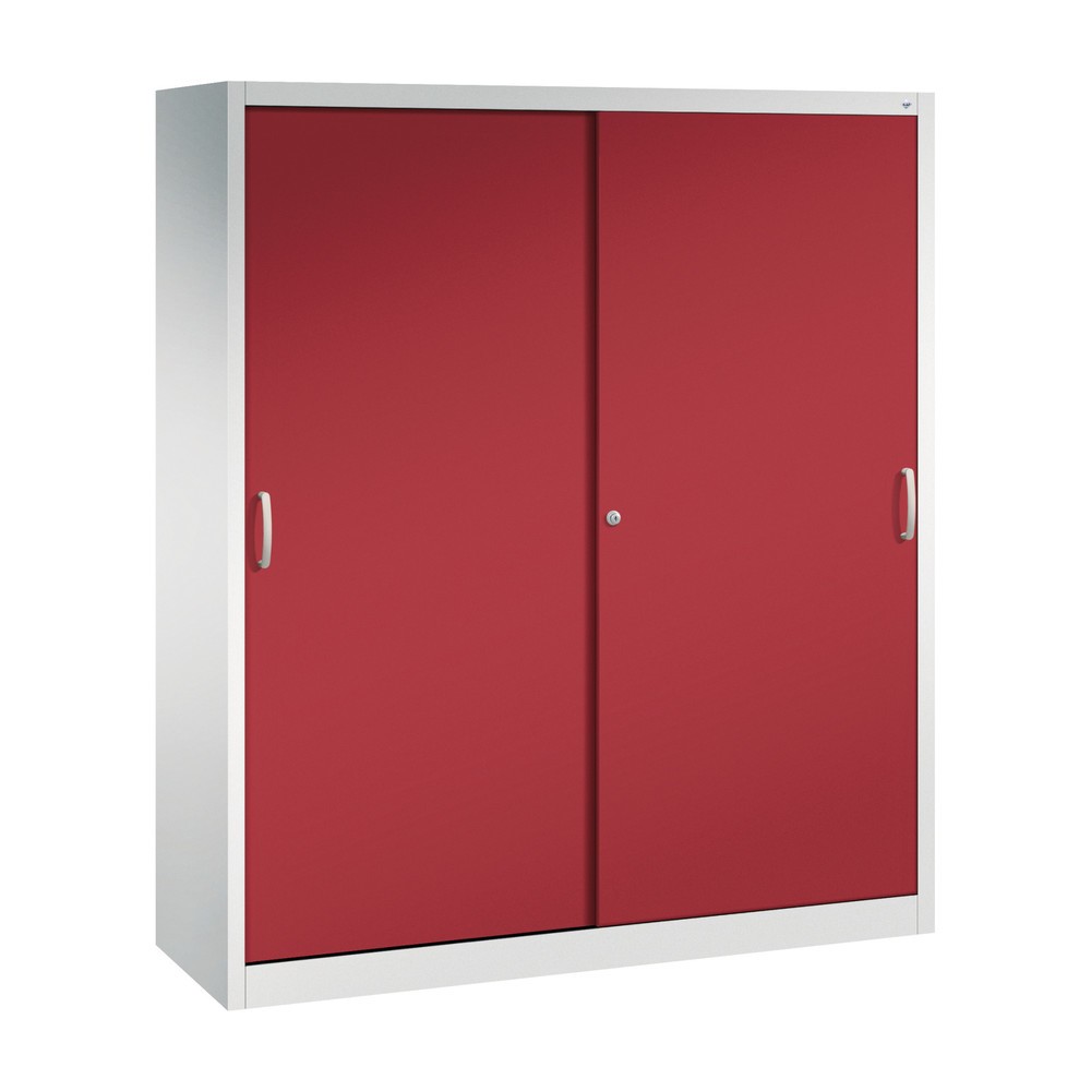 Product afbeelding: Zwarelast-schuifdeurenkast C+P, hxbxd 1.950 x 1.600 x 500 mm, lichtgrijs, robijnrood
