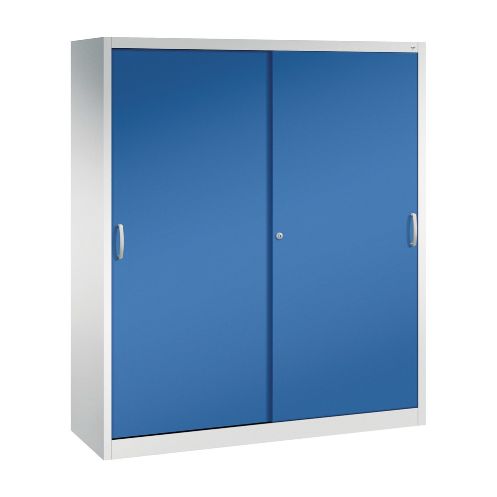 Product afbeelding: Zwarelast-schuifdeurenkast C+P, hxbxd 1.950 x 1.600 x 500 mm, lichtgrijs, gentiaanblauw