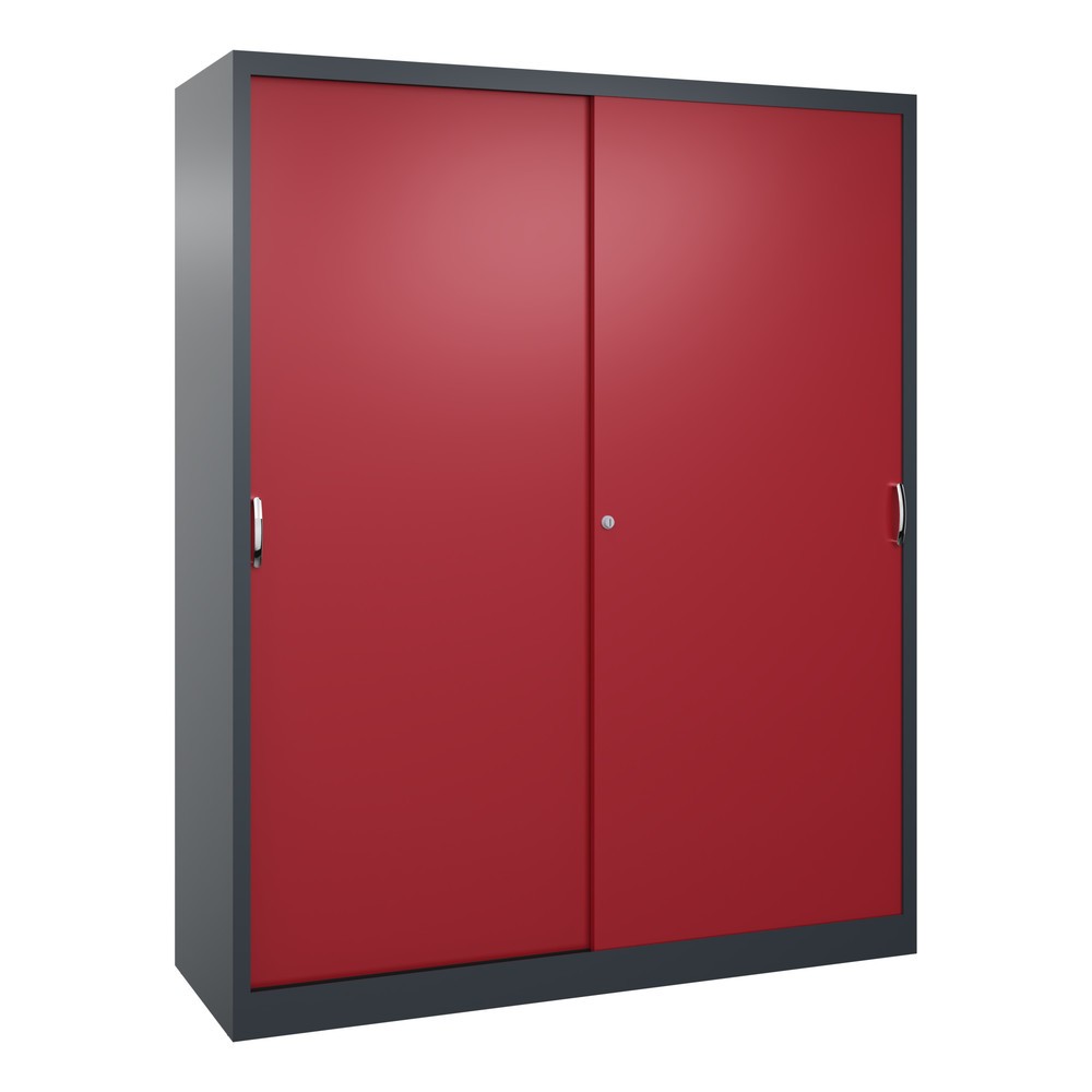 Product afbeelding: Zwarelast-schuifdeurenkast C+P, hxbxd 1.950 x 1.600 x 500 mm, antracietgrijs, robijnrood