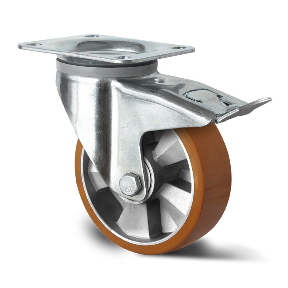 Product afbeelding: Zwenkwiel met volledige vastzetrem ø 125 mm serie BAU5 dubbele kogellager
