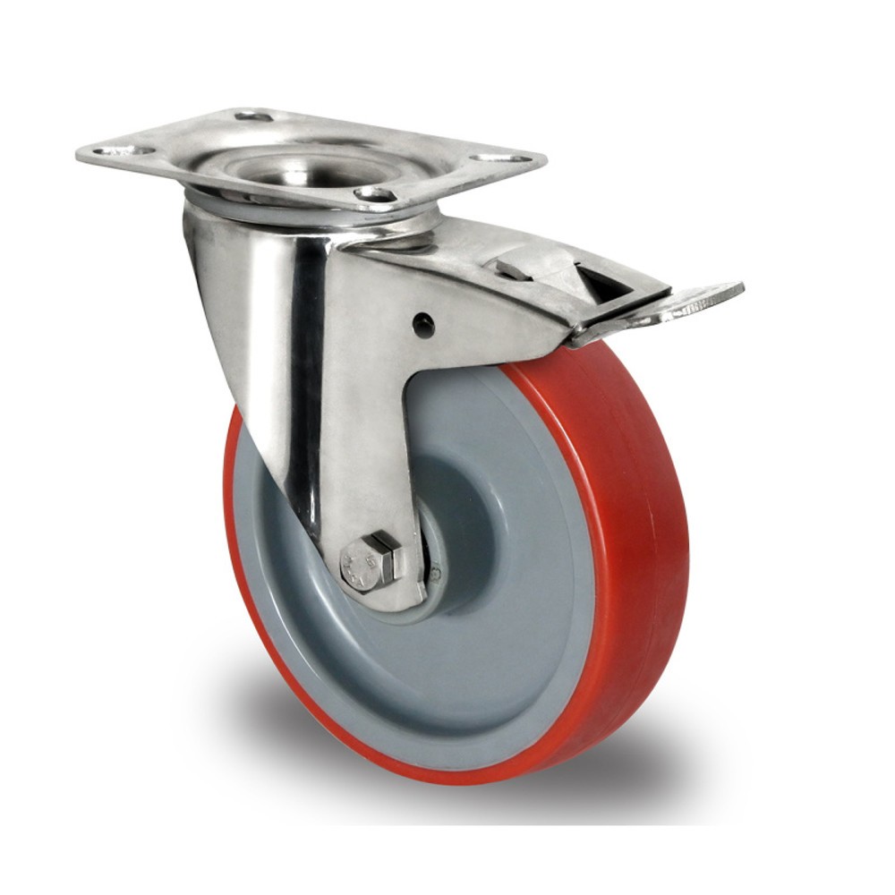 Product afbeelding: Zwenkwiel met volledige vastzetrem ø 80 mm serie N2U6 rollager roestvrij staal
