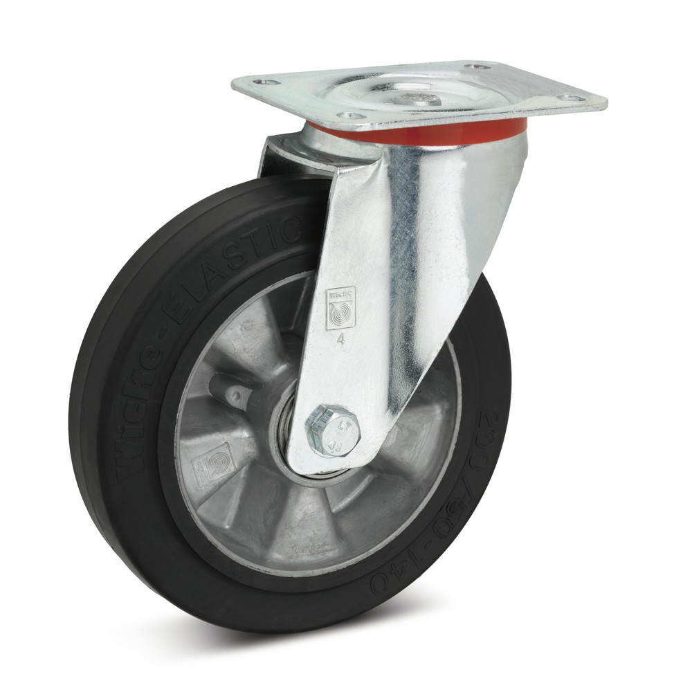 Product afbeelding: Zwenkwiel Wicke van elastisch massief rubber, velg van aluminium, Ø x breedte 125 x 40 mm, schroefgat-Ø 9 mm, cap. 200 kg