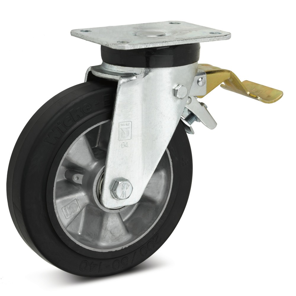Product afbeelding: Zwenkwiel Wicke van elastisch massief rubber, incl. vastzetrem in de voorloop, Ø x breedte 125 x 50 mm, cap. 200 kg